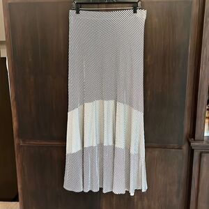 Chico’s Black And White Striped Maxi Skirt Size Medium